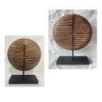 Wooden Brown Circle on Stand - Set of 2 (M & L)