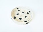 White Rattan Tray with black motif 40cm