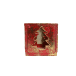Cube Candle Holder - Christmas Tree - Red