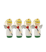 Angel Ornament-White-Heart Wand-Set of 4