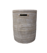 Amara Handwoven Rattan Hamper - Whitewashed