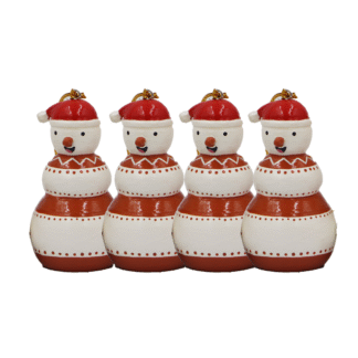 Snowman Ornament-Red Hat-Set of 4