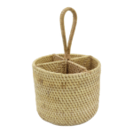 Round Ata Caddy - 4 Dividers - Light Woven