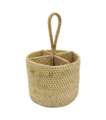 Round Ata Caddy - 4 Dividers - Light Woven