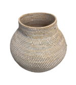 Handwoven Seagrass Vase-Whitewashed Small - Image 2