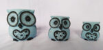 Wood Decor - Owl (Set of 3) - Light Blue