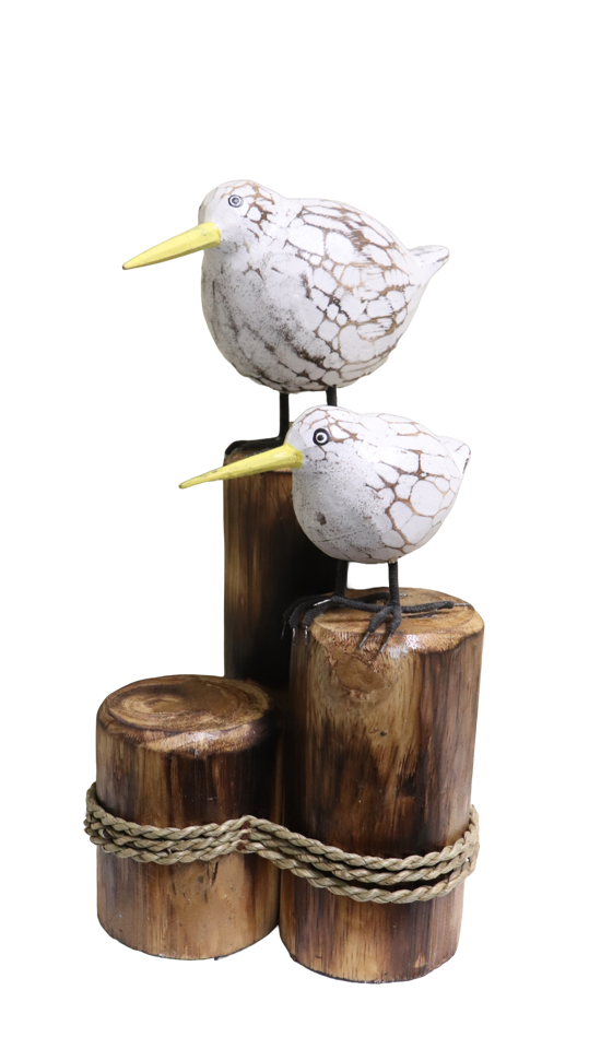 xqclig0etfrfarwsokrnyiq5-large.png Whispering Pair (2 white birds standing on tree trunks) - Image 1