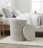 Amara Handwoven Rattan Hamper - Whitewashed - Image 3