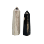 Petrified Wood - Yin & Yang Obelisk - Set of 2