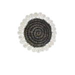 Serenade Woven Round Coaster with Shell Trim – Black
