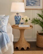 Eleanor Scalloped Rattan Side Table - Image 2