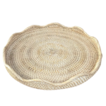 Scalloped Rattan Round Tray