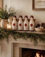 Angel Ornament-White-Red Gift-Set of 4 - Image 2
