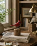 Wooden Bird with stand - Red - Image 2